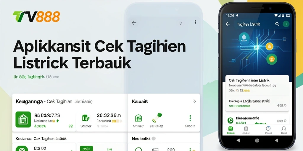 Screenshot antarmuka aplikasi TV888 menampilkan fungsi Cek Tagihan Listrik.