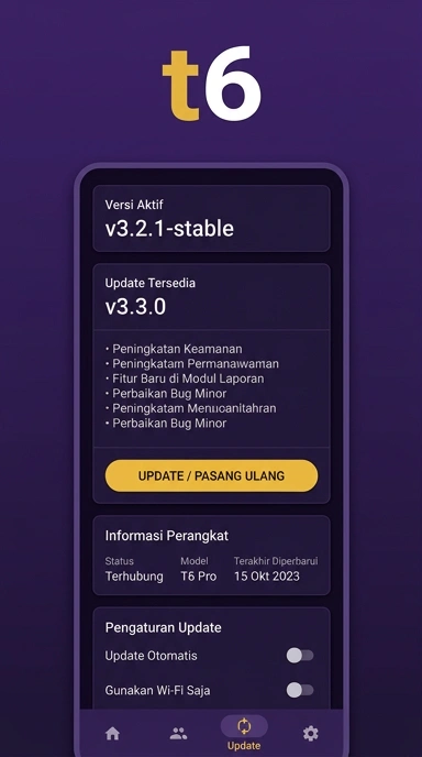Tampilan riwayat versi t6